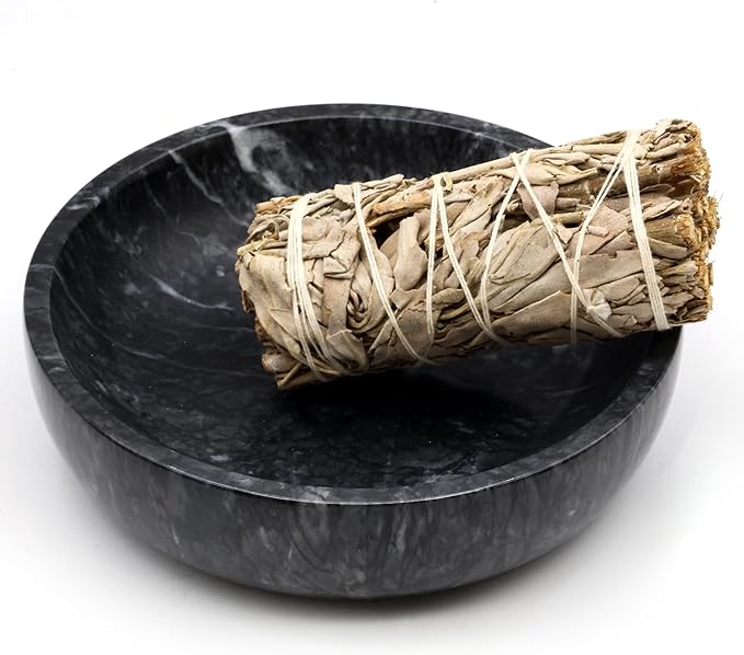 SuperLarge Handmade Natural Marble Incense Holder for Sticks and Cones-with 9 Holes,Multi-Functional Incense Burner Holder for Incense Sticks and Cones, Perfect Home Decor(Black, 5.91 inch)