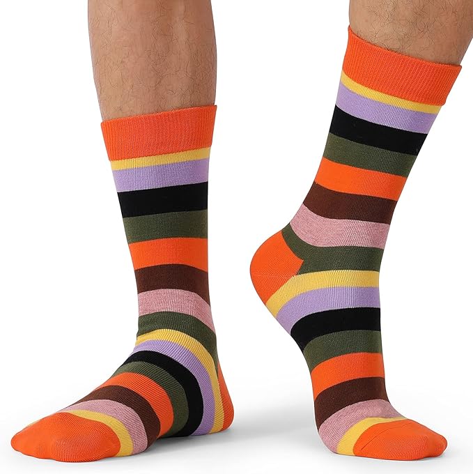 DRASEX Men's Dress Socks Funky Colorful Pattern Cotton Novelty Casual Crew Socks