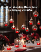Raycare Red Tea Lights Battery Operated, 50 Pack Long Lasting Electric Votive Candles, Realistic Fake Flameless LED Tea Lights for Wedding Party Thanksgiving Christmas Halloween Decorations