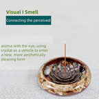 Incense Stick Holder - Green Ceramic Incense Burner， Crystal Lotus Incense Holder, Incense Burner for Cone, Coil, Sage Cones, Frankincense, and Palo Santo