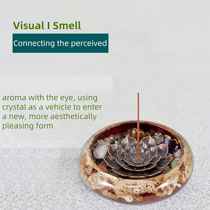Incense Stick Holder - Ceramic Incense Burner， Crystal Lotus Incense Holder, Incense Burner for Cone, Coil, Sage Cones, Frankincense, and Palo Santo