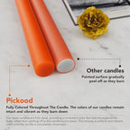 New Burning Formula Unscented Dripless 10-Inch Taper Candles Set of 12 - Orange, for Wedding, Dinner - Smokeless, Long Burning - Hand Poured, Colored Tall Candlesticks - Naranja