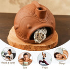 Large Fish-Shaped Terracotta Palo Santo Holder - Cone Burner for Sage,Chiminea Incense Dish with Chimney,Ideal for Meditation, Zen, Yoga, Spa & Wellness | Anxiety & Stress Relief Items