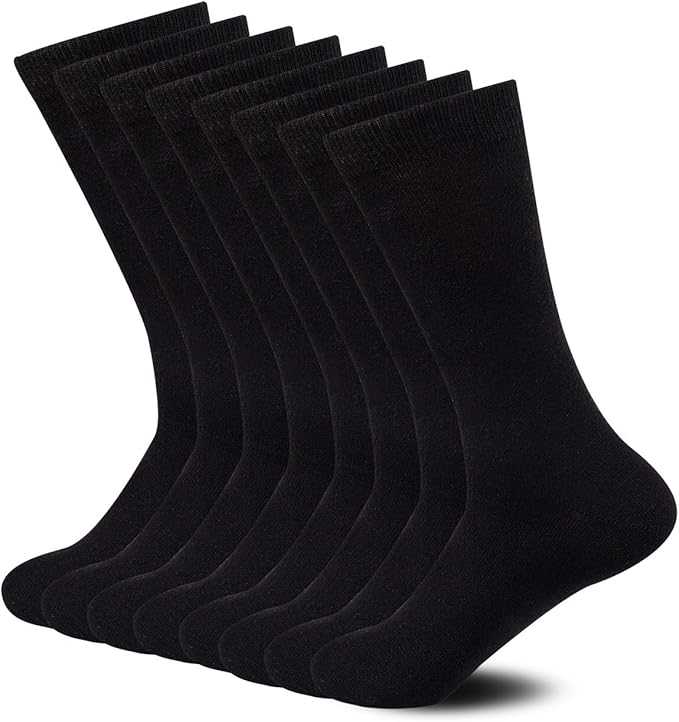 Sock Amazing Unisex Bamboo Rayon Socks Super Soft Black Crew Socks 8 Pack