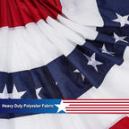 SYII Bunting Flag 4x8 Feet, Embroidery Stars U.S.A 4th of July Bunting Flags with 5 Brass Grommets, Patriotic Half Fan Banner for Fourth of July Decor, 4th of july Decorations Outdoor