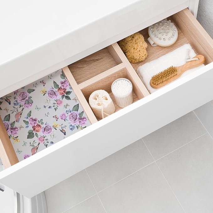 10 Sheets Drawer Liners for Dresser Scented Drawer Liners Non Adhesive Scented Paper for Fragrant Home Shelf Closet(Royal Bloom,Lively Pattern)