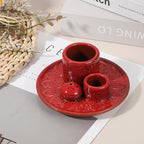 uxcell Incense Burner, 4 in 1 Ceramic Incense Holder Santo Holder Ash Catcher & Candle Holder Decorative Bowl for Meditation Stick Aromatherapy Yoga, Red