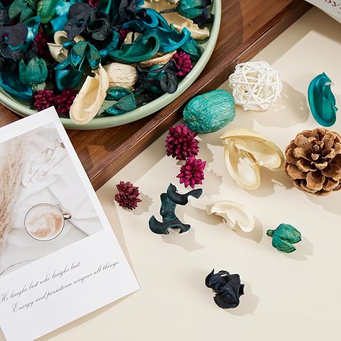 Coastal Potpourri, Blue Potpourri Dried Flower, Long-Lasting Bowl & Vase Filler Decor, Home Fragrance Sachet for Bathroom Living Room Bedroom Office (Blue)