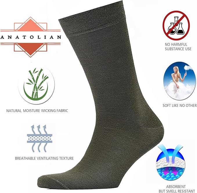 anatolian DRESS SOCKS Natural Comfortable Soft Classy - Made In TURKEY for Men Women Dress or Casual Footwear