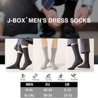 J-BOX Men's Cotton Crew Socks-Wicking Black Dress Socks, Anti-Odor&Breathable for Business/Casual, Size 6-15