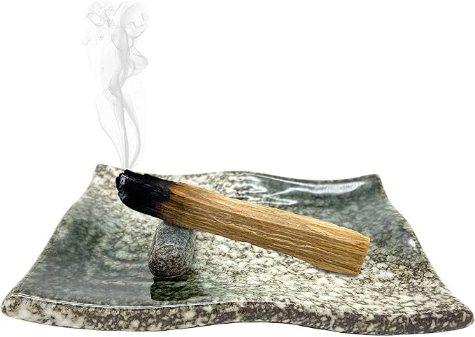 TOBOHU Rectangle Ceramic Palo Santo Holder, palo Santo Holder Burner, Ceramic Holder for Palo Santo Sticks, Palo Santo Wood Incense Stick Holder, Palo Santo Burning Bowl