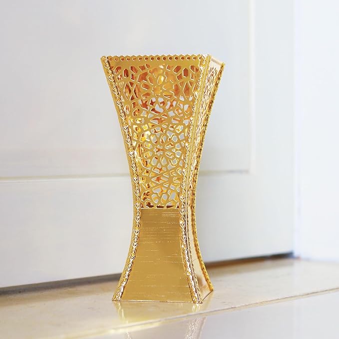 Hand-Carved Charcoal Incense Burner - Bakhoor Burner Magnificent Oud Frankincense Metal Burner for Office & Home Decor - Rust Proof Incense Holders for Yoga Spa Meditation(Gold)