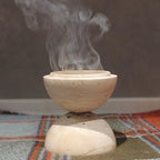 Natural Travertine Incense Cone Holder, Handmade Stone Sphere Incense Burner for Medication Yoga Home Décor 4.1 inches