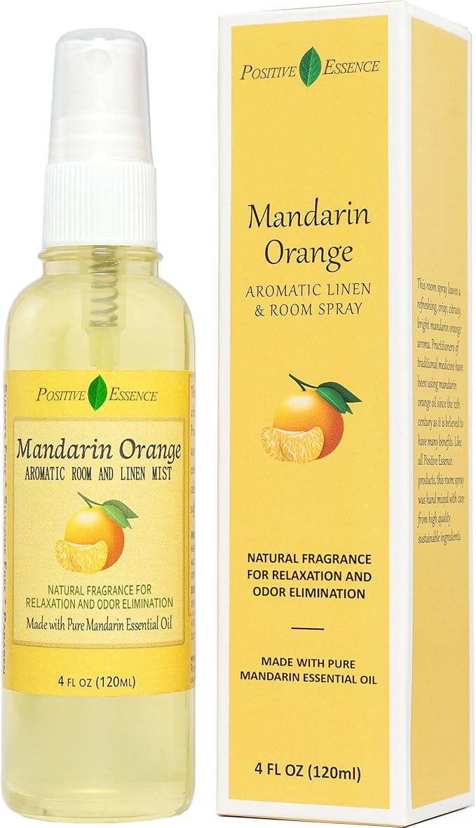 Mandarin Orange Linen and Room Spray, Natural Air Freshener Made with Pure Mandarin Essential Oil, Pillow Spray, Odor Eliminator