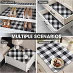 Drawer and Shelf Liner, Non-Slip Kitchen Cabinet Liners Non-Adhesive Thick Strong Grip Waterproof Washable Mats Protect Dresser Shelves Cupboard Bathroom Cabinets, Buffalo Plaid, 18 in X 20 FT