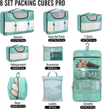 Veken 8 Set Packing Cubes for Travel Essentials, Suitcase Organizer Bags in 4 Sizes, Carry-On Luggage Accessories with Large Laundry & Hanging Toiletry Bag, Must-Have for Airplane, Road Trip & Camping