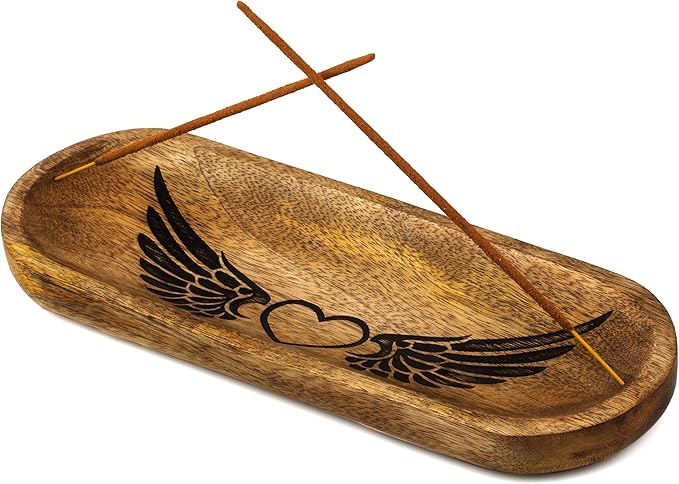 raajsee Incense Holder -Incense Burner Holder –Ash Catcher - Incense Stick Holder - Meditation & Yoga - Great Gift for Any Occasion Size 11x4 inch (Heart Brown)
