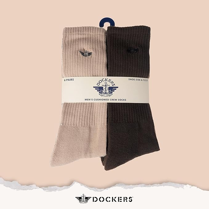 DOCKERS Men's Performance Socks - 3-Pairs and 6-Pairs Athletic and Dress Crew Socks for Men