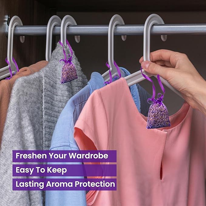 28 Pack Organic Lavender Sachet Bags for Drawers and Closets - Natural Fresh Dried Lavender French Potpourri Bags for Clothes Storage - Scented Sachets for Drawers, Wardrobes, Cars & Home.