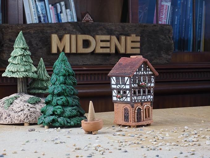 Ceramic Houses Collection - Collectible Miniature of Historic House in Lauterbach Germany - Cone Incense Holder Room Decor - Ceramic Incense Burner S19-1