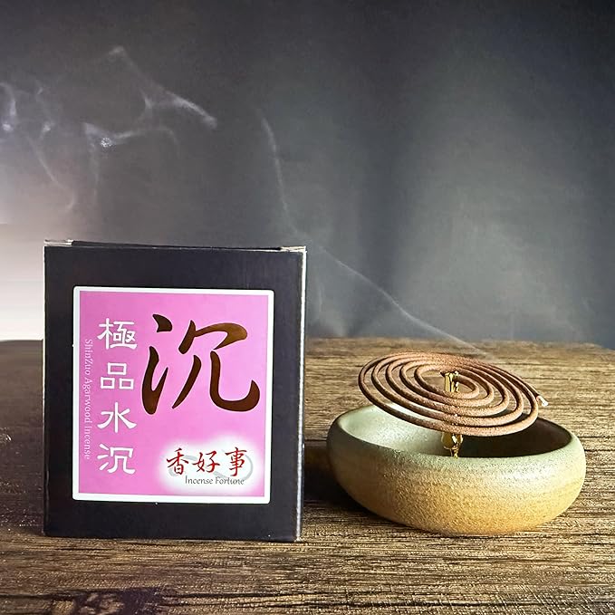 SZ ShinZuo Agarwood Incense Coils (3-3.5hrs, 48pcs) - Taiwan Incense Style- Basic Agarwood Level, for Religious Practices, Meditation, Yoga, Prayer. Daily Use (1)