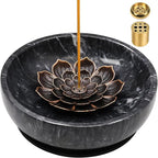 SuperLarge Handmade Natural Marble Incense Holder for Sticks and Cones-with 9 Holes,Multi-Functional Incense Burner Holder for Incense Sticks and Cones, Perfect Home Decor(Black, 5.91 inch)