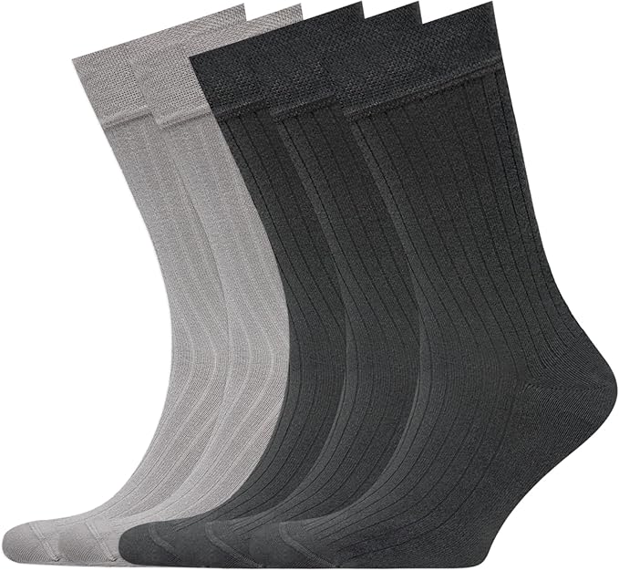 VRD Men’s Dress Socks, Bamboo 5-Pack Mens Socks, Mid Calf Length, Crew Socks Gift for Men Shoe Size 8-13