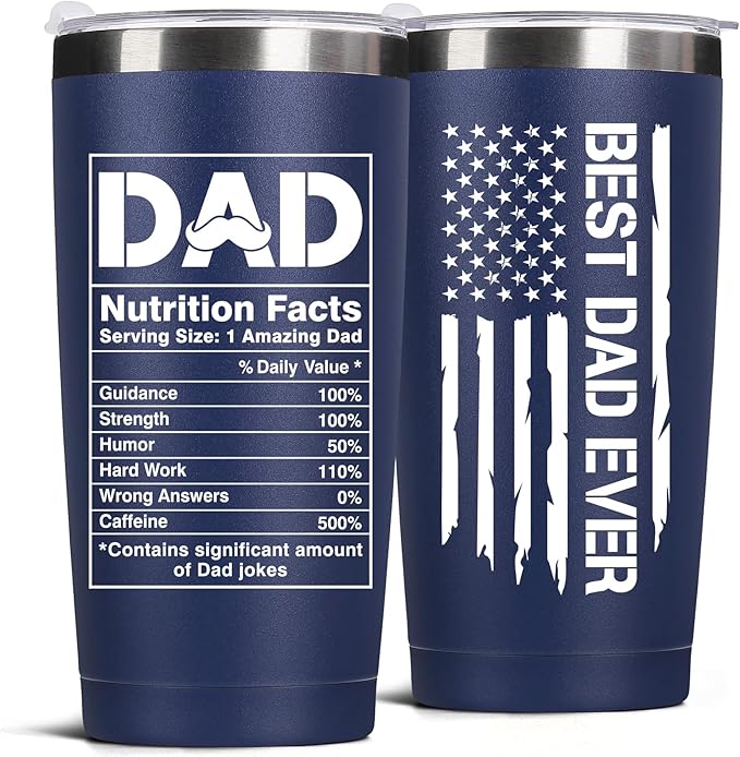 Father's Day Gift for Dad from Daughter, Son, Kids - 20oz Coffee Mug - Best Bonus Dad Birthday Gifts for Father, Husband - Christmas Ideas Drinking Cup Tumbler, Navy Blue