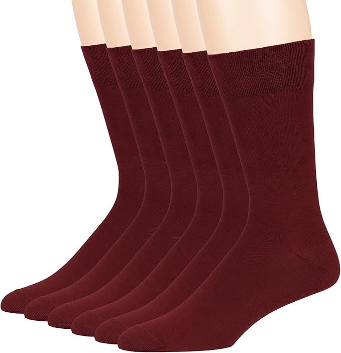 7BigStars Mens Dress Socks – 6 Pairs Crew, Soft Stay Up, Cotton Comfort for Business, Office, Big and Tall, Breathable