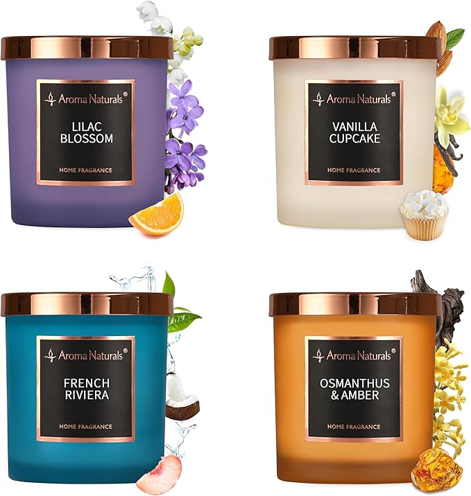 HomeLights Scented Candle Gift Set, Natural Soy Wax Candles, 4 Pack Long Lasting Up 140 Hours, Aromatherapy Candles for Women Men Birthday Thanksgiving Christmas