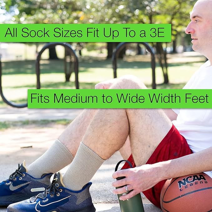 Loose Fit Stays Up Men's and Women's Casual Crew Socks (Pack of 3) Made in USA! Cushioned Sole