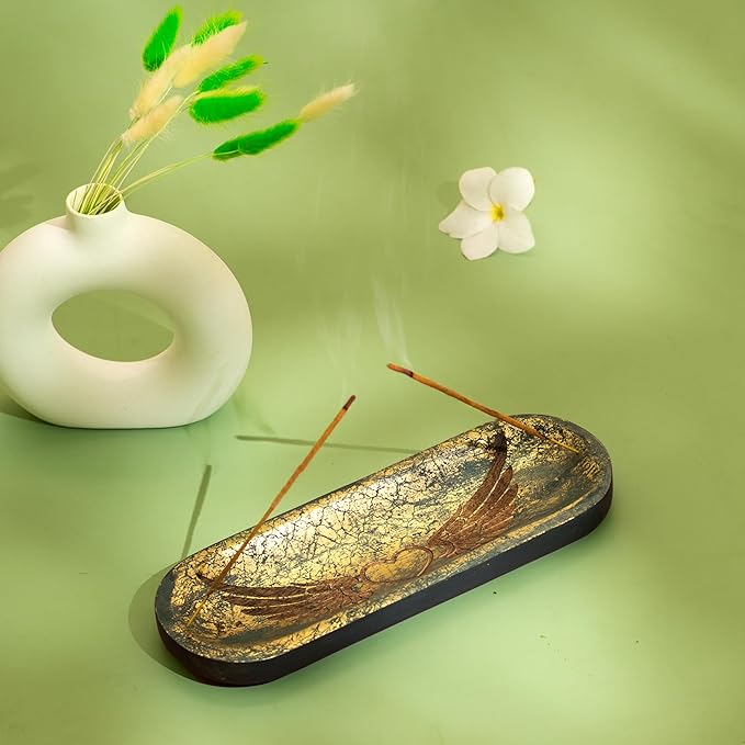raajsee Incense Holder Hand Carved-Incense Burner Holder –Ash Catcher - Incense Stick Holder - Meditation & Yoga - Great Gift for Any Occasion Size 11x4 inch