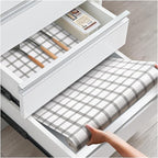 Drawer and Shelf Liner, Non-Slip Kitchen Cabinet Liners Non-Adhesive Thick Strong Grip Waterproof Washable Mats Protect Dresser Shelves Cupboard Bathroom Cabinets, White Stripes, 12 in X 20 FT