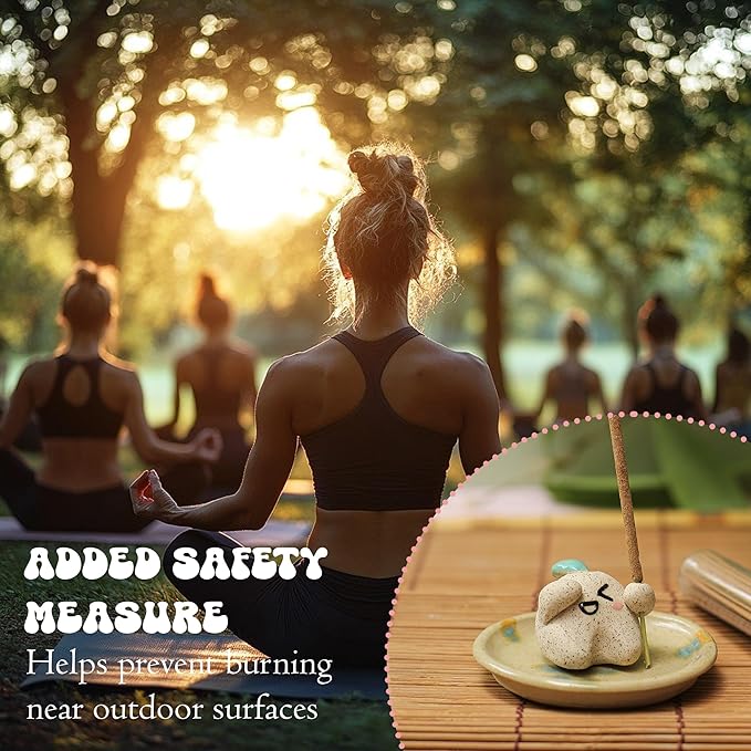 Handmade Ceramic Incense Holder for Sticks, Incense Plate for Stick with Ash Catcher Anti-ash, Incense Burner for Meditation Yoga Spa Aromatherapy Home Room Decor Easily Grab Ash