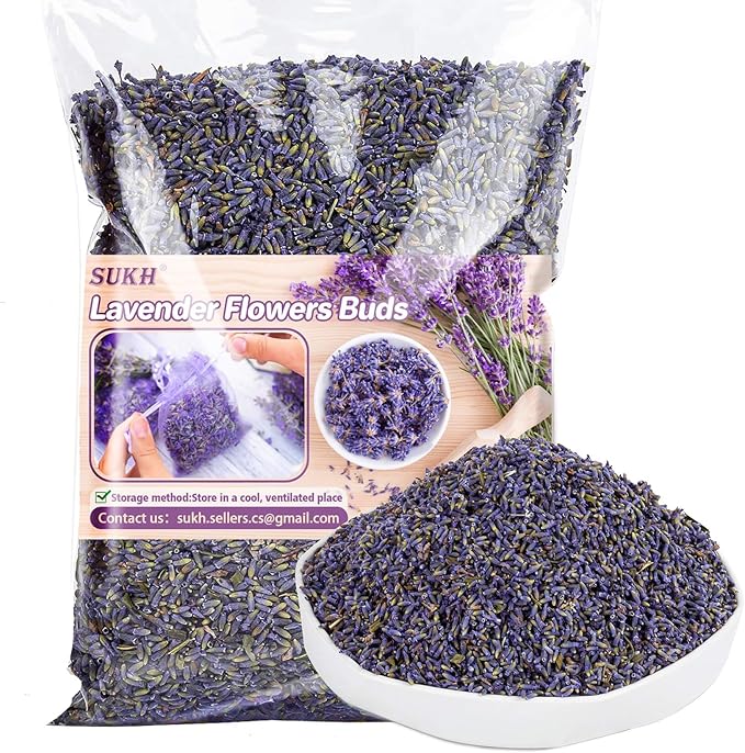 Sukh 200g Dried Lavender Buds- Organic Flowers Sachet for Drawers and Closets Flowers Bags Scents Lavender Sachet Bags Bulk