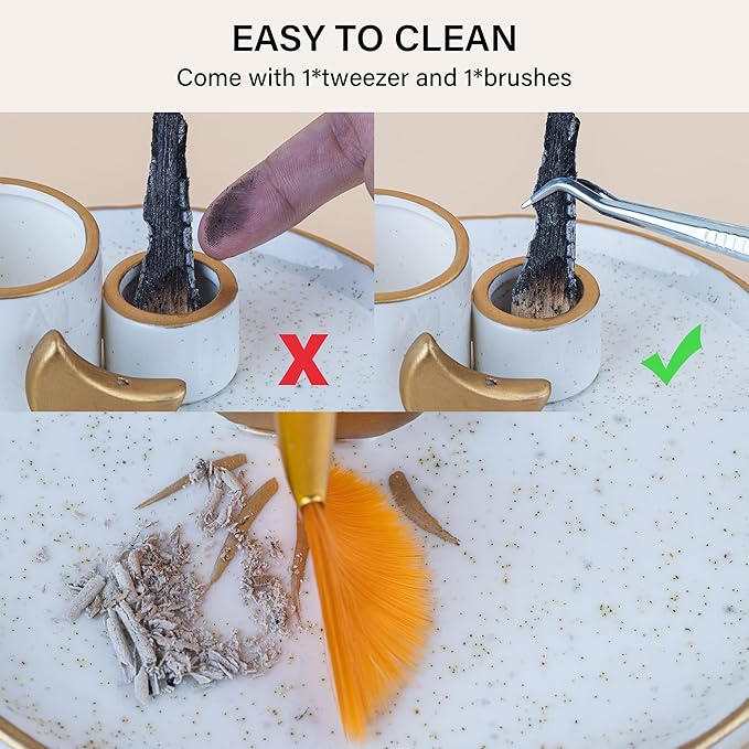 ZenBless Multifunction Incense and Candle Holder for Burning Sage, Palo Santo, Incense Sticks - 5.9" Ceramic Ash Catcher Tray for Meditation Room Home Decor (Gold)