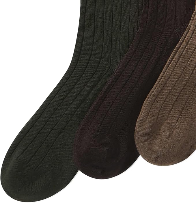 POLO RALPH LAUREN Mens Mercerized Cotton Ribbed Dress OTC Socks 3 Pair Pack Reinforced Cotton Comfort