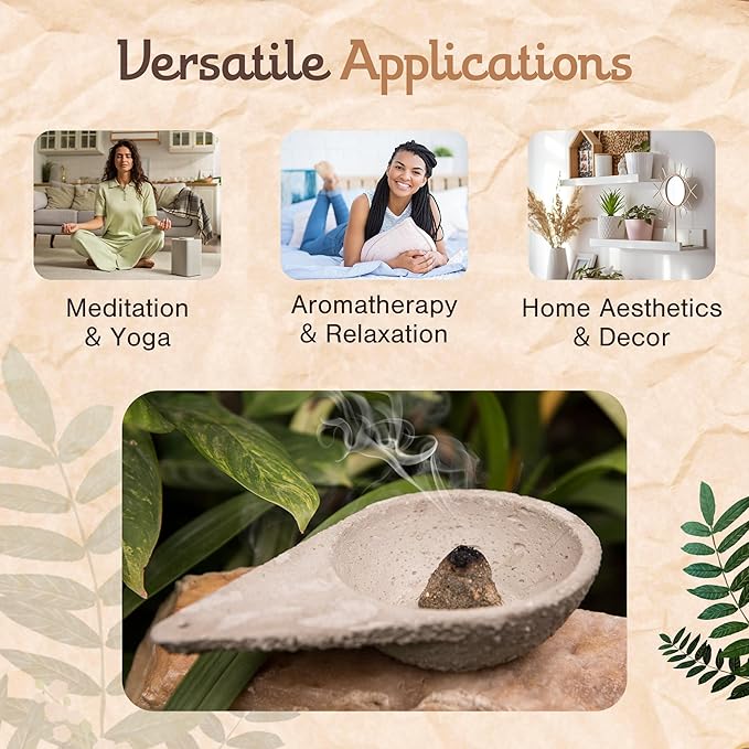 Incense Burner, Triangular Sahumador - Hand-Carved Cement Incense Holder, Ash Catcher for Sticks, Cones, Bombs & Smudges - 1 Piece, Perfect for Smudging, Yoga, and Meditation Accessories