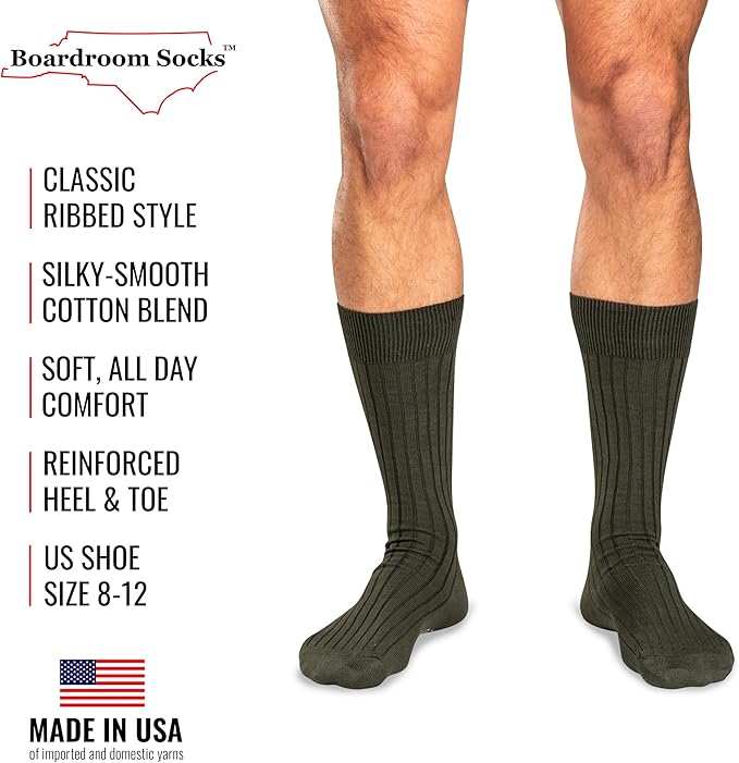Cotton Dress Socks for Men – Comfortable Men’s Executive Socks – Classic Mid-Calf Dress Socks by Boardroom Socks