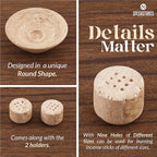 Marble Incense Holder 5.5 Inch Handmade Round Travertine Palo Santo Sticks Holder for Aesthetic Home & Bedroom décor, Inscents Stick Burner for Aromatherapy & Fragrance Accessories