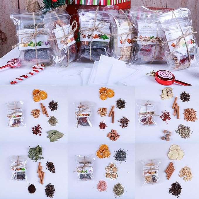 Simmering Potpourri Kit, Six Style Happiness Simmer Pot Set – Included Varieties All-Natural Spices Stove Top Scent Mix for Home Fragrance, Gift for Housewarming, Christmas, Mother’s Day