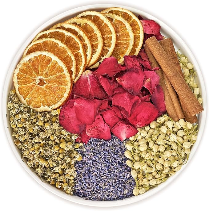 Potpourri Simmering, Sweet Dreams Stovetop Potpourri with Jasmine, Lavender, Rose, Orange, Chamomile and Cinnamon, Simmer Pot Ingredients for Home Fragrance, Housewarming, Hostess Gift