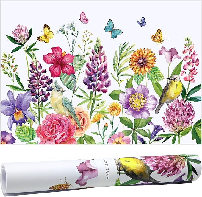 10 Sheets Drawer Liners for Dresser Scented Drawer Liners Non Adhesive Scented Paper for Fragrant Home Shelf Closet(Jasmine,Colorful Pattern)