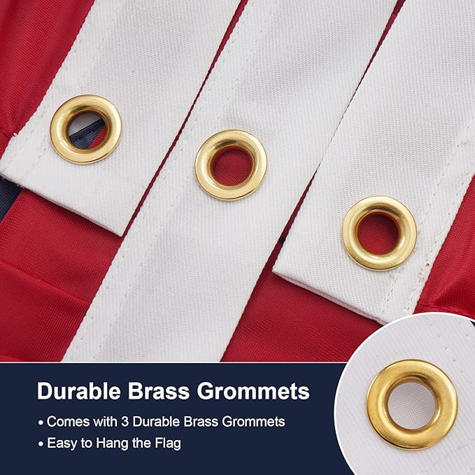 SYII Bunting Flag 1.5x3 Feet Outdoor, Embroidery Stars American US Bunting Flags with 3 Brass Grommets, Patriotic Half Fan Banner for Fourth of July Decor, 4th of july Decorations Outdoor