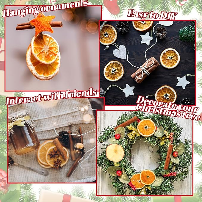 120 Pieces Christmas Potpourri Simmer Pot Simmering Potpourri Bowl Filler Xmas Simmer Pot Kit for Stove Dried Orange Apple Slices Cinnamon Sticks Stovetop for Holiday Xmas Decor