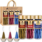 The Aroma Factory Organic Dhoop Cones | Kesar Chandan, Rose & Fresh Active Incense Cones |No Charcoal, Scented Incense | 3x30 Cones, Pack of 3 Jute Bag Giftset
