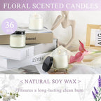 ACITHGL 36 Pcs 4oz Mini Mason Jar Candles Small Scented Candles Bulk Aromatherapy Ideal Souvenir Favors for Wedding Birthday Party (Freesia, Lavender, Jasmine, Black)