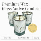 Mister Candle Pine Scented Holiday Votives Candles, Scented in Mini Artisan Silver Jars, Christmas Candles with Essential Oils Made in USA, 15 Hr Burn Time, (Mistletoe, Set of 12)