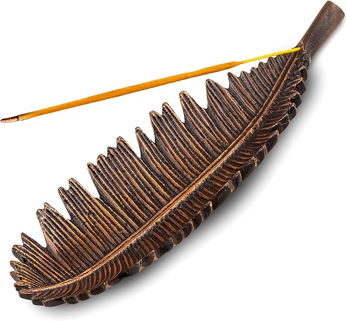 Raajsee Incense Holder Set With Nag Champa Sticks 15gm, Leaf Stick Burner, Brass Burner, Modern Holder for Yoga, Meditation, Home Decor - Size 10x4 Inches Copper