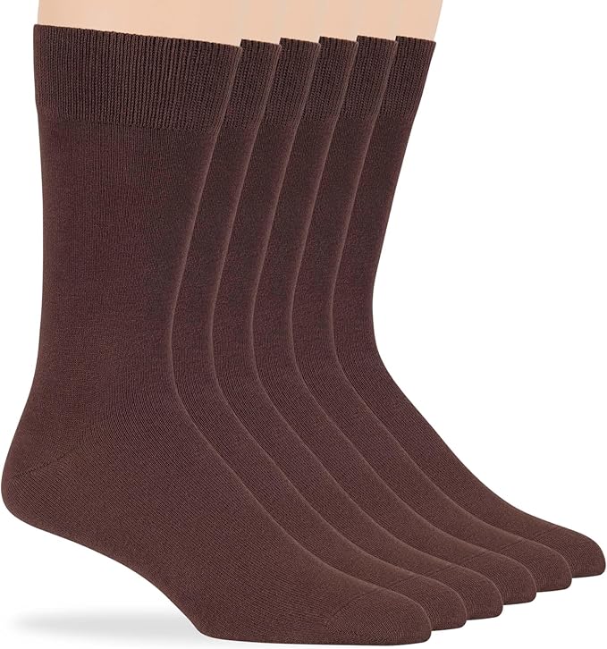 7BigStars Mens Dress Socks – 6 Pairs Crew, Soft Stay Up, Cotton Comfort for Business, Office, Big and Tall, Breathable